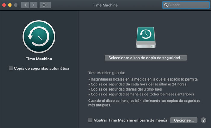 hacer copia seguridad mac con time machine
